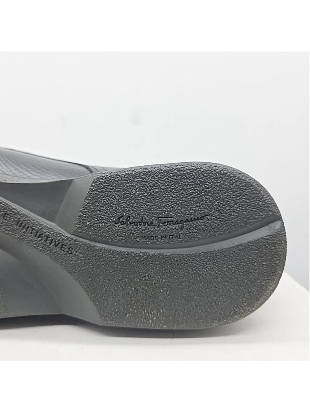 Salvatore Ferragamo World Derby Shoes Mens 8.5 EE Black Pebble Grain Leather...